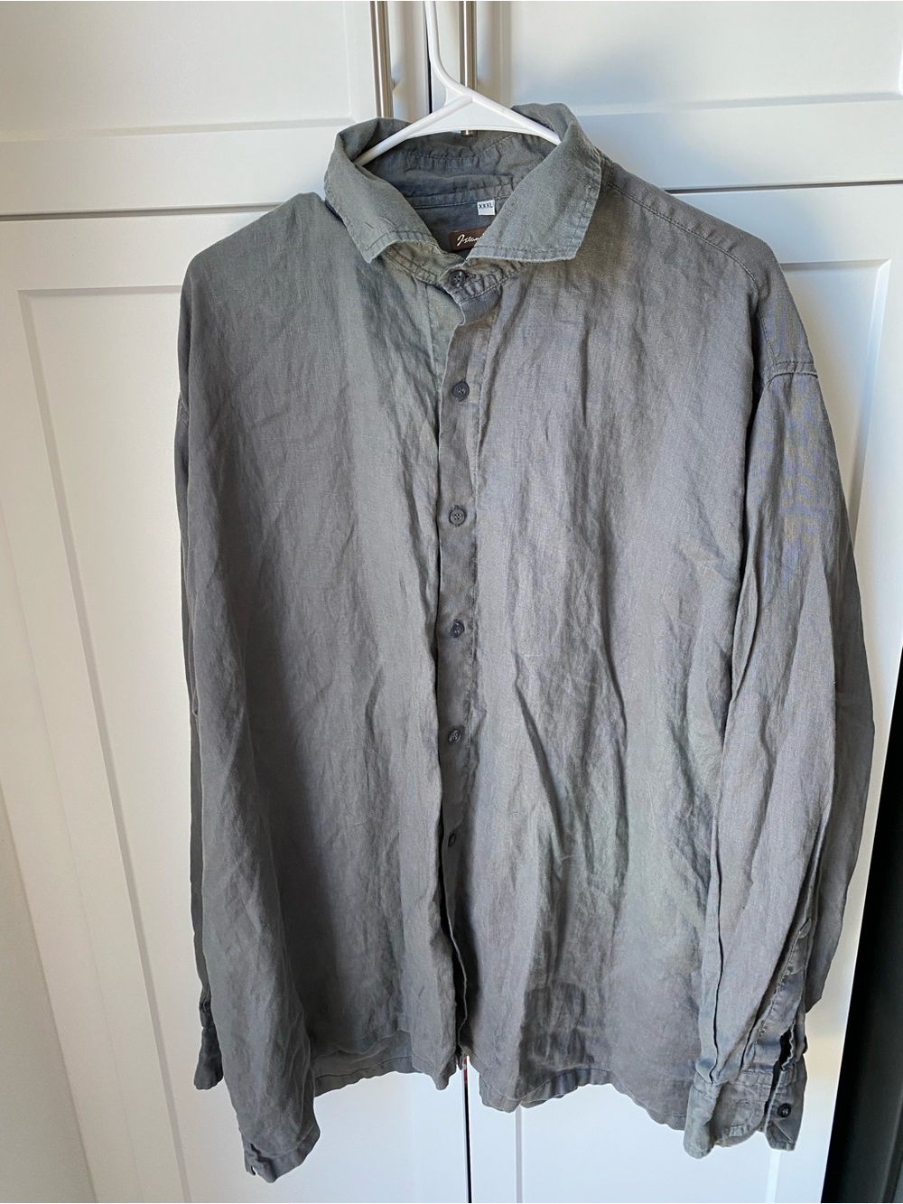 Island Importer 100% linen men’s grey button down long sleeve shirt 3XL